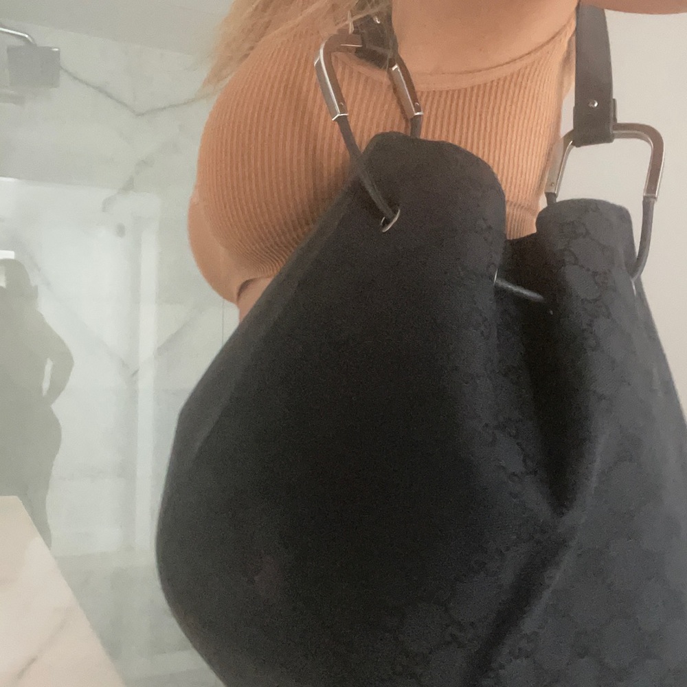 Gucci Drawstring Monogram Hobo Bag - image 8